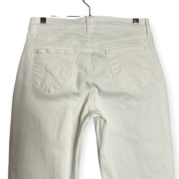 L'AGENCE SADA Cropped Slim High Rise Jeans SIZE 27 White Denim Raw Hem Straight - Picture 10 of 12